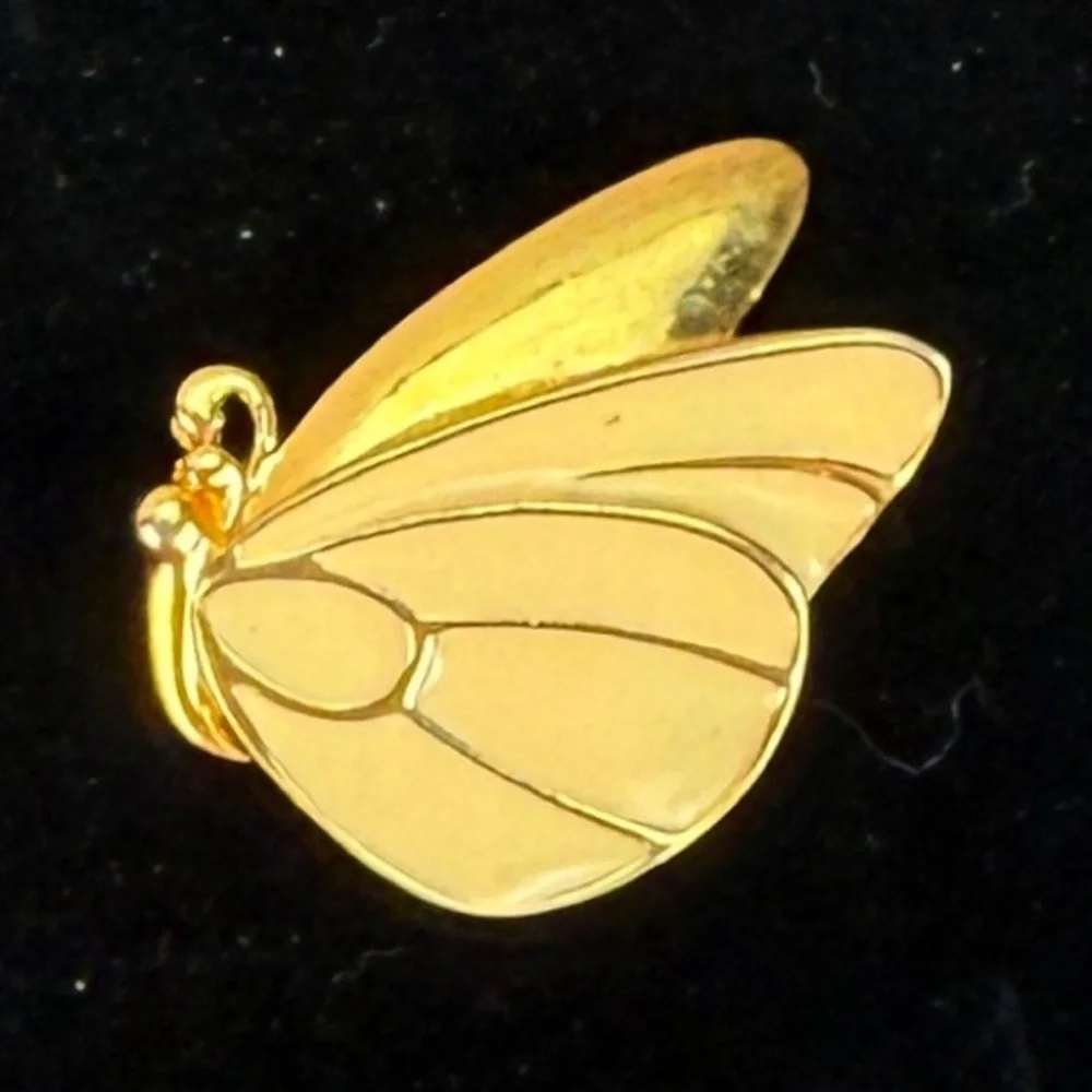 Goldtone vintage Yellow Butterfly Wing Brooch Pin